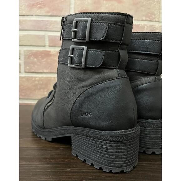 Born Boc Womens Godfrey Combat Boots Olive Black Straps Ankle Block Zip 9.5 - Picture 5 of 9